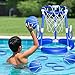 spring flower SpringFlower Pool Basketball Hoop Summer Swimming Pool Floating Basketball Pool Toy 2 in 1 Kids Adults Summer Pool Outdoor Play with Ring Toss 2 Pcs BallsPump Blue - Image 3