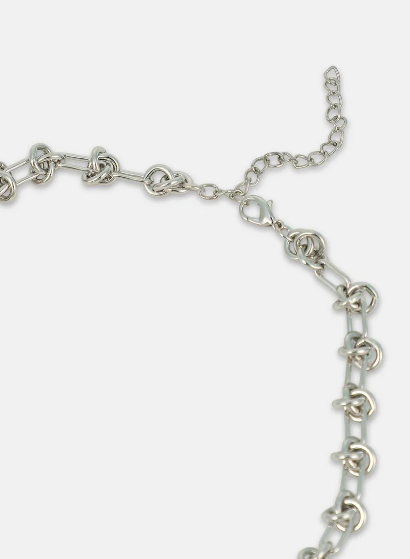 SOHI SOHI Women The Knot-Link Chain Necklace | Metallic  Colour | One-Size | Metallic Alloy Material | Lobster Clasp Closure | Necklace For Casual & Evening Wear