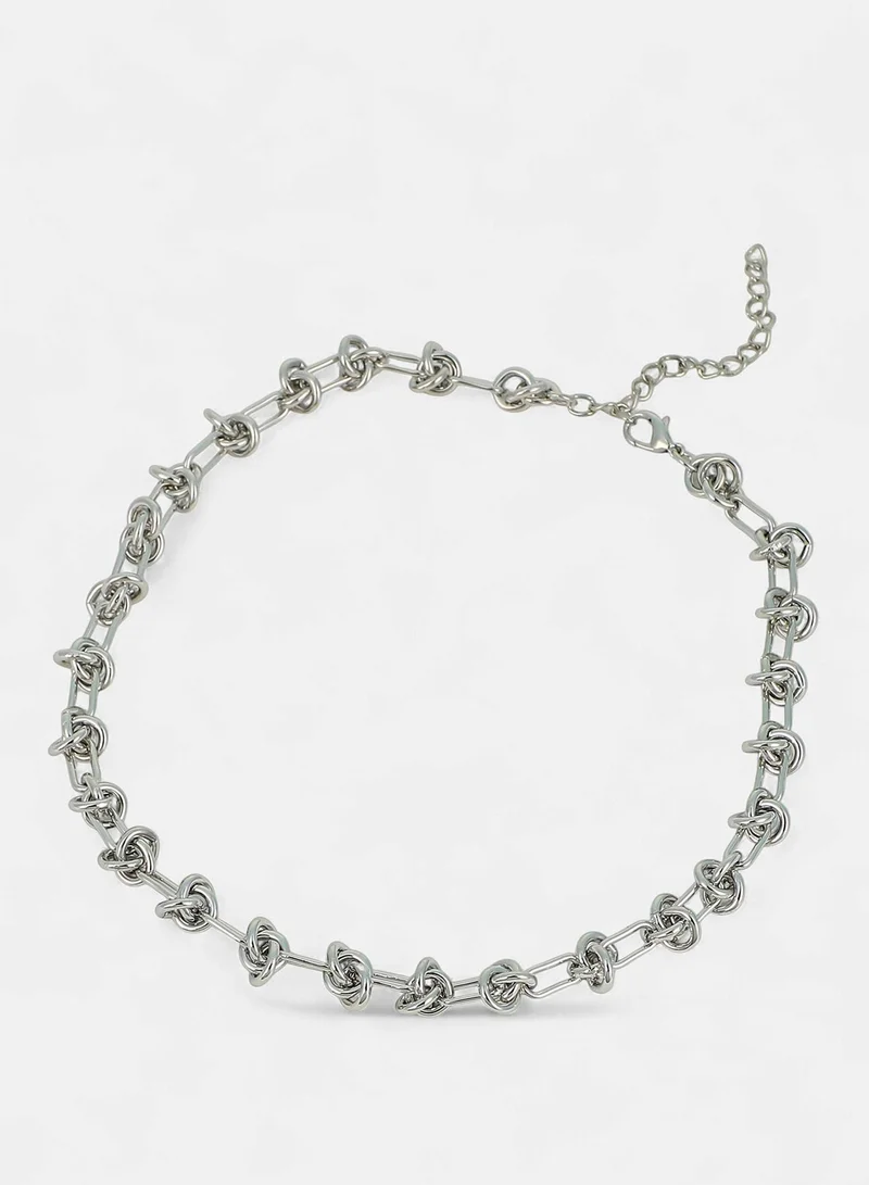 SOHI SOHI Women The Knot-Link Chain Necklace | Metallic  Colour | One-Size | Metallic Alloy Material | Lobster Clasp Closure | Necklace For Casual & Evening Wear