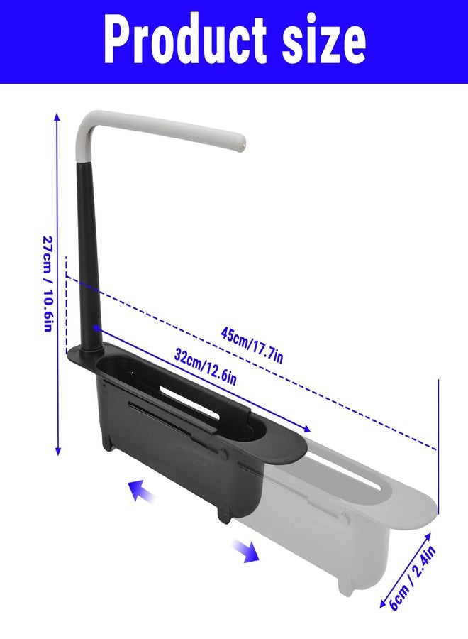 CHEOTIME Telescopic Kitchen Over Sink Organizer with Towel Hanger, 2-in-1 Retractable Sink Drainer with Bracket and Crossbar Adjustable Expandable Sink Caddy Large Capacity for Kitchen Sink(Black) - Image 2