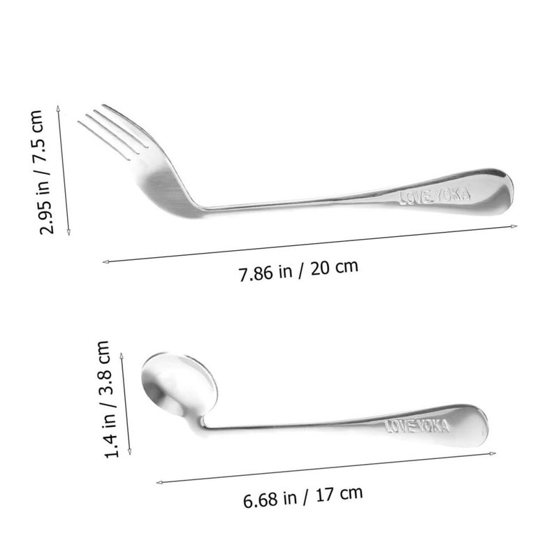 Adapted Eating Fork for Disabled Angled Silver Stainless Steel Cutlery - Image 3