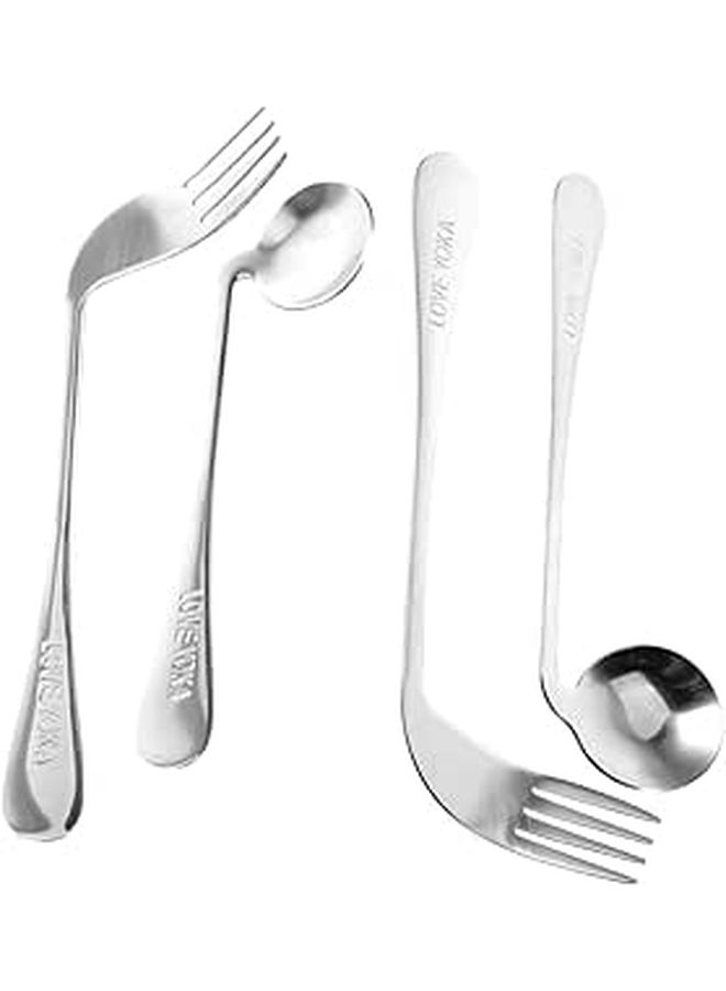 Adapted Eating Fork for Disabled Angled Silver Stainless Steel Cutlery - Image 1