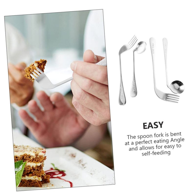 Adapted Eating Fork for Disabled Angled Silver Stainless Steel Cutlery - Image 4