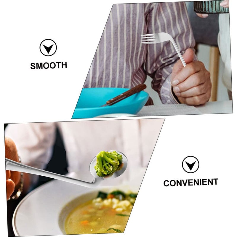 Adapted Eating Fork for Disabled Angled Silver Stainless Steel Cutlery - Image 5