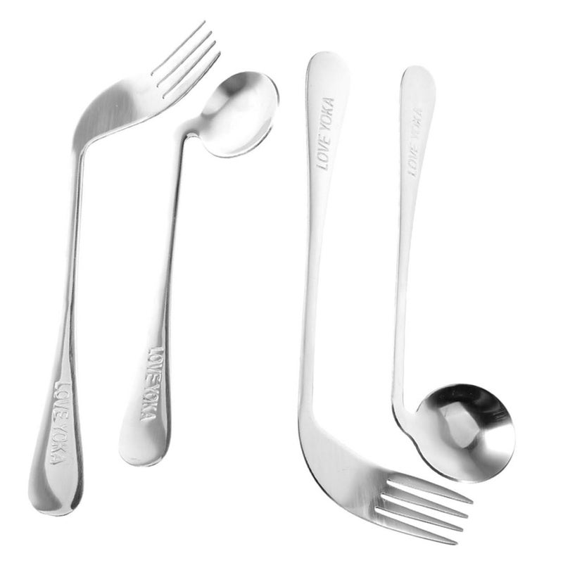 Adapted Eating Fork for Disabled Angled Silver Stainless Steel Cutlery - Image 2