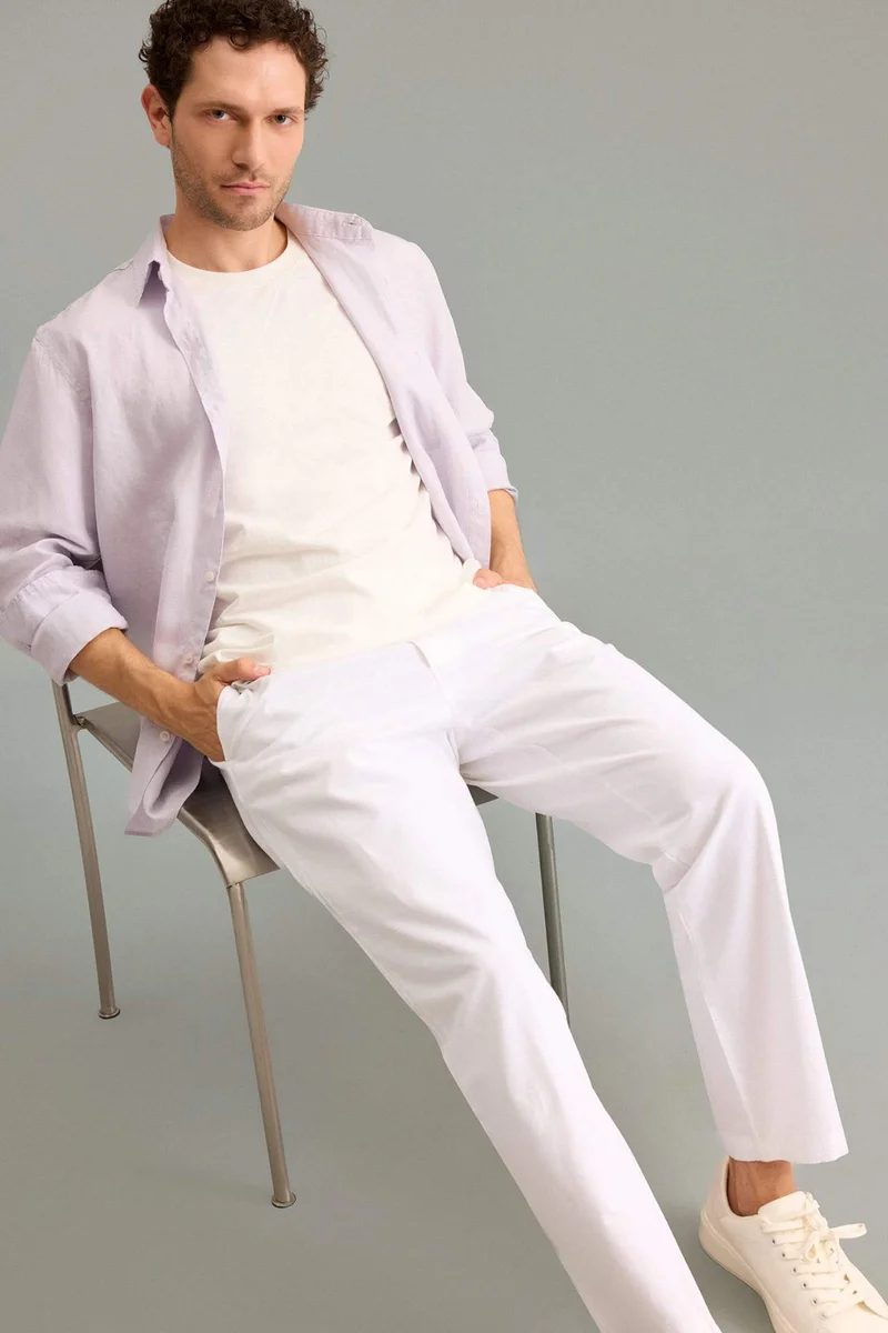 Regular Fit Ecru Trousers