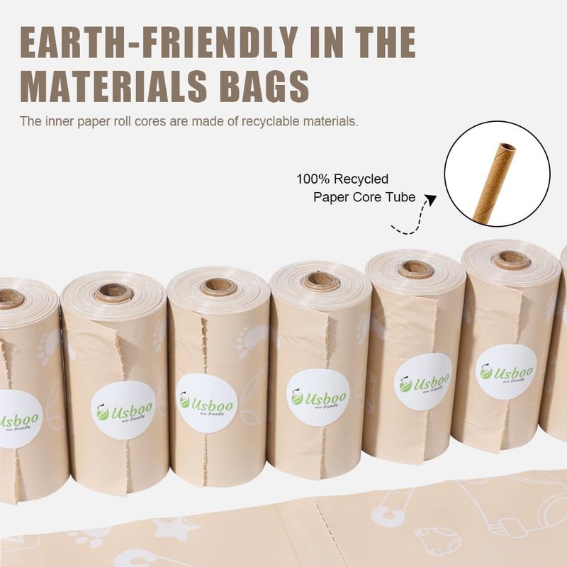 USBOO Diaper Bags Disposable Biodegradeable Dirty Diaper Bag 8 Refill Rolls120 Pack with Dispenser  Essential for Travel and Quick Change on The Go  Baby Poop Bags  Unscented - Image 5