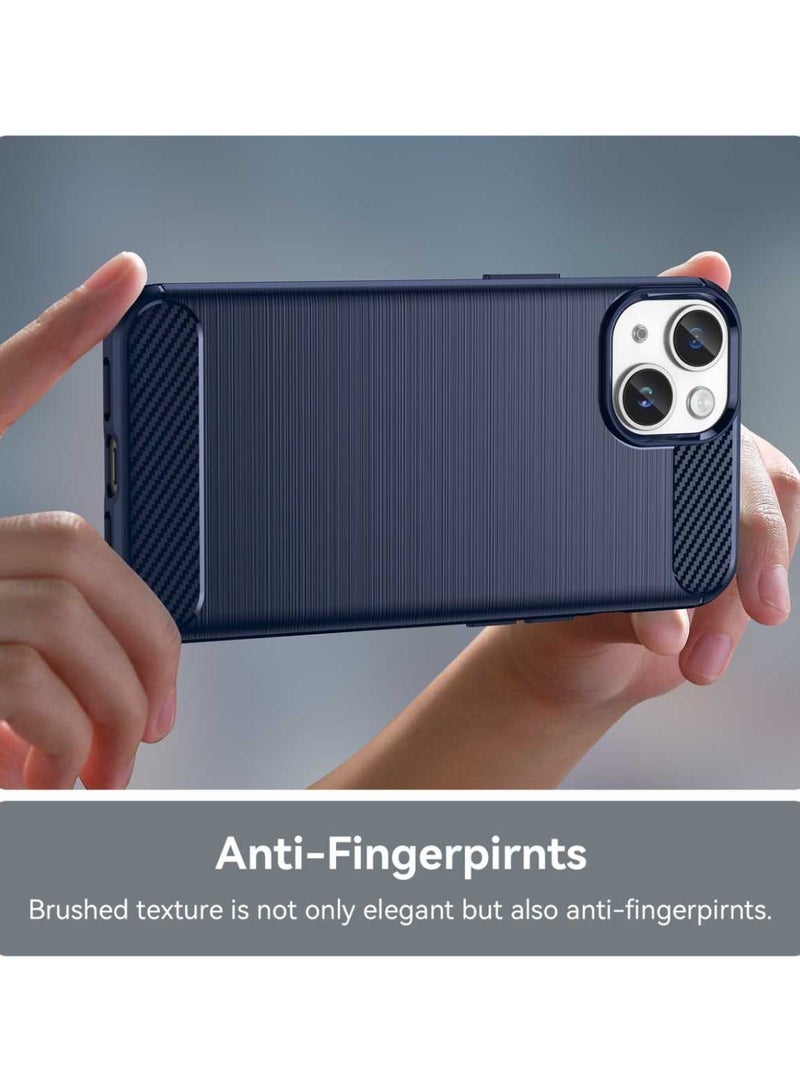 Case Compatible with iPhone 14, Slim Fit Phone Cover with Shock-Absorption, Carbon Fiber TPU Rubber Protective Case for Apple iPhone 14, Blue - Image 4