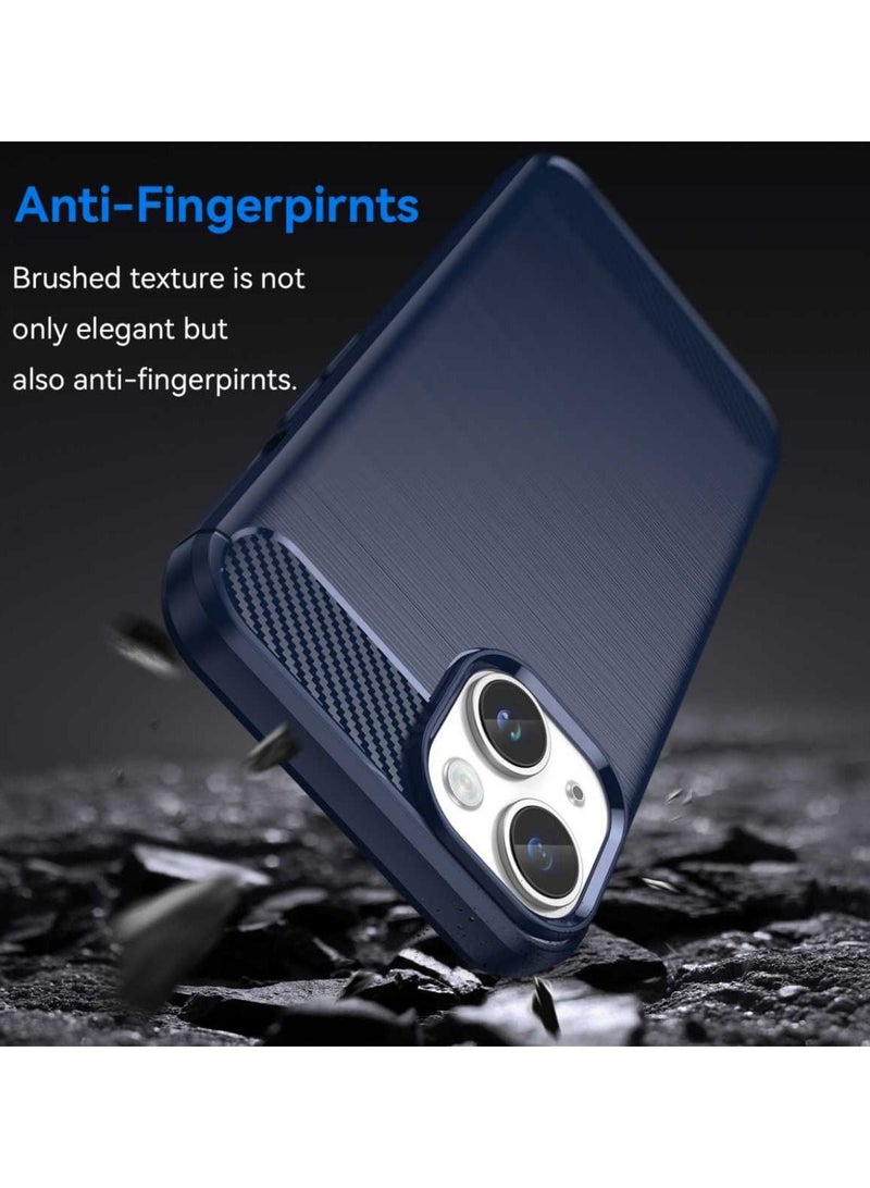 Case Compatible with iPhone 14, Slim Fit Phone Cover with Shock-Absorption, Carbon Fiber TPU Rubber Protective Case for Apple iPhone 14, Blue - Image 2