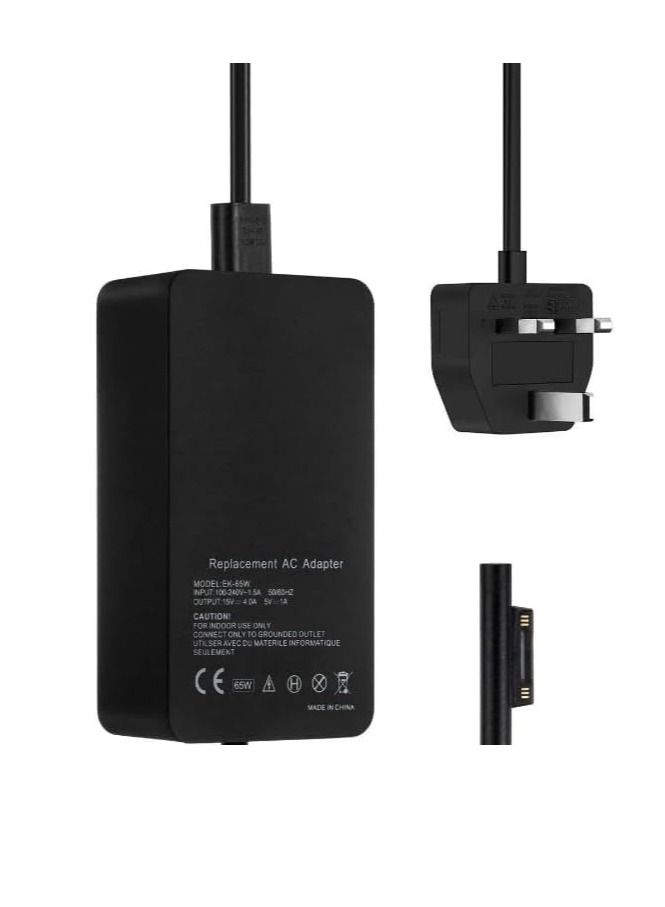 NTECH 65W power supply adapter for Microsoft Surface Book 1, Surface Laptop, and Surface Pro 3, 4, 5, and 6 devices." - Image 1
