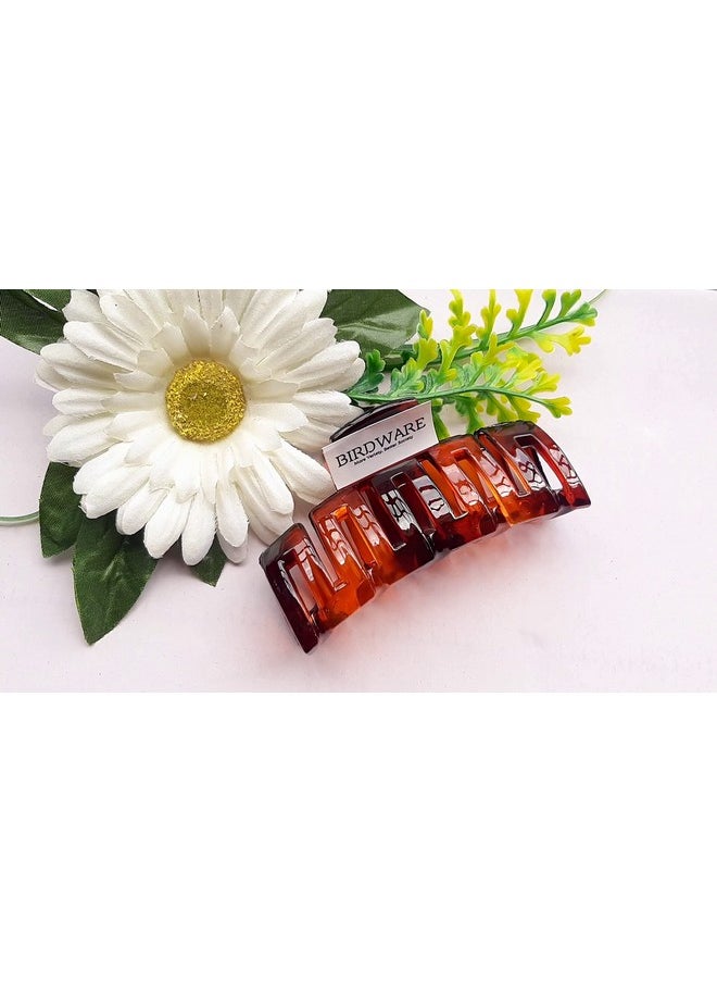 BIRDWARE BIRDWARE big size hair Clips For Women Multi Color Imported Acrylic Material Stone Butterfly | Hair Clutchers (Pack of 2) (Wooden & Shell)  - Image 2