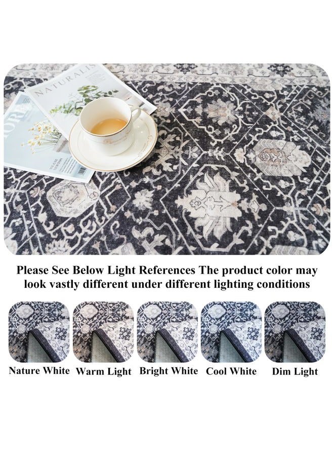 HY HAO YUN LAI 3x12 Washable Hallway Runner Rug: Oriental Long Ultra Soft Runners for Kitchen Entryway Thin Non Slip Bathroom Nursery Floor Mat Water Resistant Low Pile Carpet for Living Room Bedroom (Black,3x12) - Image 3