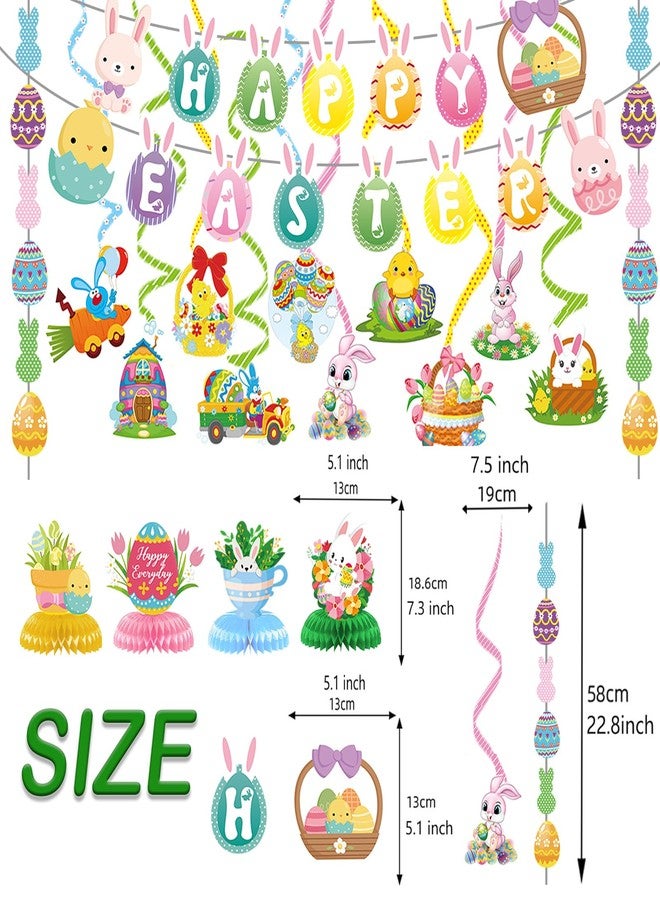Gusgrop Easter Decorations for Home Decor - 47Pcs Danner Kit, Happy Easter Banners with 3D Bunny Backdrop for Photography Birth Party Favors for Class Office Ceiling Decor Yard Garden Outdoor - Image 4