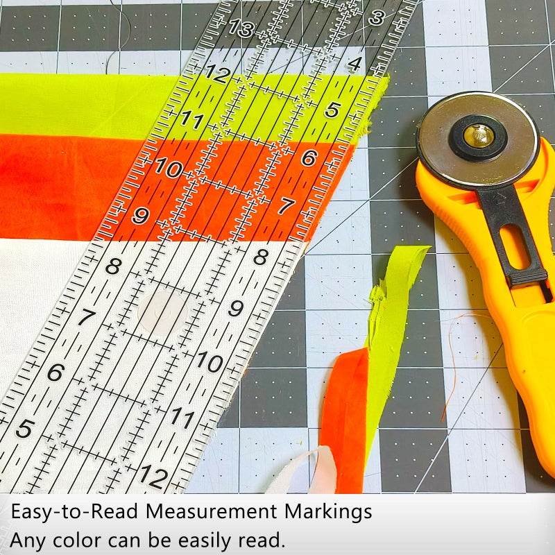VPVPV Sewing Ruler,5 Piece Quilting Rulers,3 x17 Inch,1.5 x17 Inch,3 x12 Inch,1.5 x10 Inch,1 x6 Inch,Acrylic Ruler,Cutting Ruler with Non-Slip Rings (Black and White) - Image 5