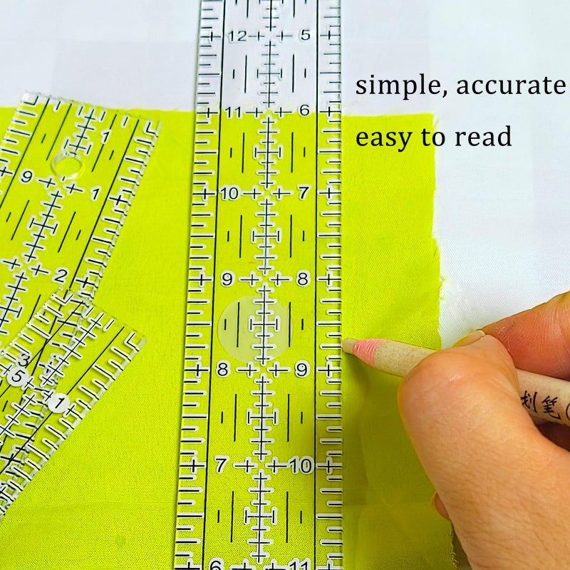 VPVPV Sewing Ruler,5 Piece Quilting Rulers,3 x17 Inch,1.5 x17 Inch,3 x12 Inch,1.5 x10 Inch,1 x6 Inch,Acrylic Ruler,Cutting Ruler with Non-Slip Rings (Black and White) - Image 4