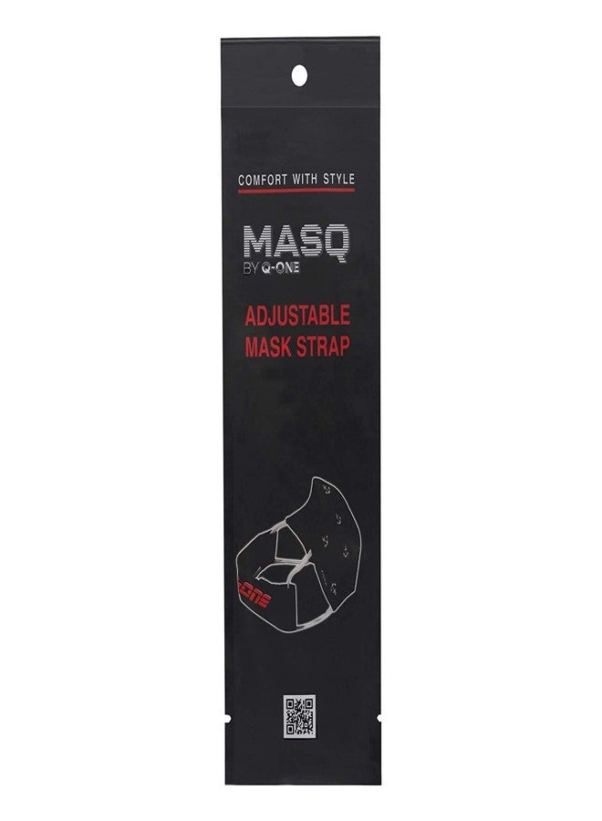MASQ Unisex Q-One Cotton Reusable, Washable, Size Adjustable Embroidered Mask Strap with Velcro (Black) - Pack of 3 - Image 3