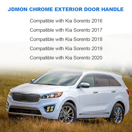 JDMON Exterior Chrome Door Handle Replacement for Kia Sorento 2016 2017 2018 2019 2020 Replacement for 82651C5010 82652C5010 82662C5030 Front Left Driver Right Passenger Side Outer Outside Handle - Image 3