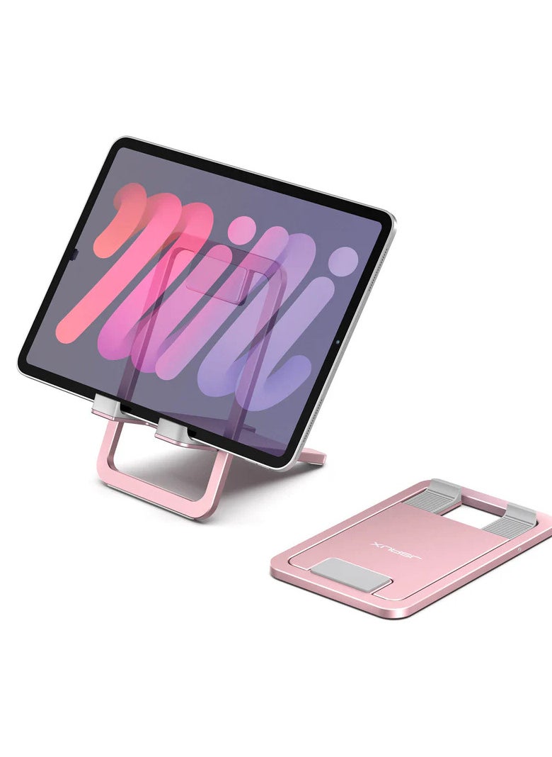 JSAUX - JSAUX Universal Tablet Stand, Portable Foldable Tablet Holder for Desk Compatible with iPad Mini/Air, Samsung Galaxy Tab, Kindle Fire, Steam Deck, Switch, ROG Ally, iPhone and Other Tablets-pink - Image 1