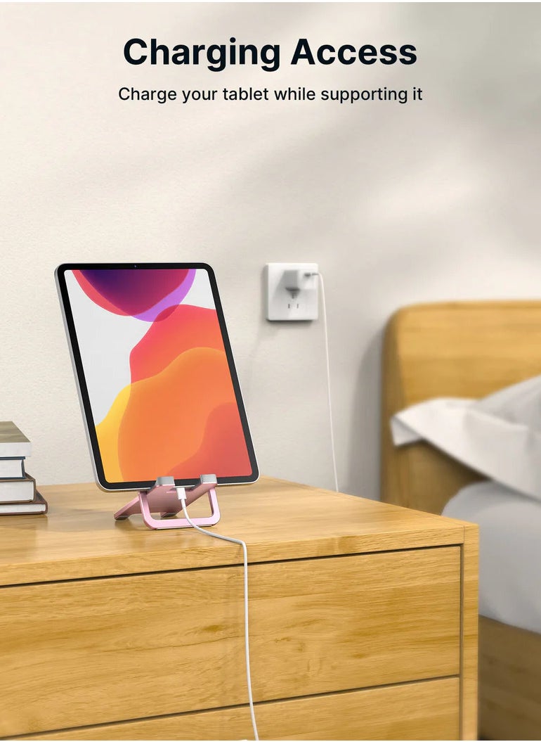 JSAUX - JSAUX Universal Tablet Stand, Portable Foldable Tablet Holder for Desk Compatible with iPad Mini/Air, Samsung Galaxy Tab, Kindle Fire, Steam Deck, Switch, ROG Ally, iPhone and Other Tablets-pink - Image 1