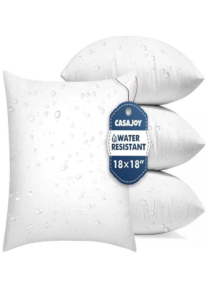 CASAJOY Pack of 4 18x18 Outdoor Pillow Inserts, Water Resistant Throw Pillow Inserts, Cushion Inner Pads for Patio, Furniture, Sofa, Bed, Living Room, Garden Decorative Waterproof Pillow Inserts - Image 1