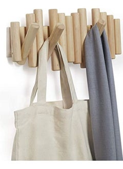 MIRFA 5 Hooks Coat Rack Rail Wall-Mounted Rail Hook Space Saving Towels Holder and wall Natural Wood Decor  - Image 2