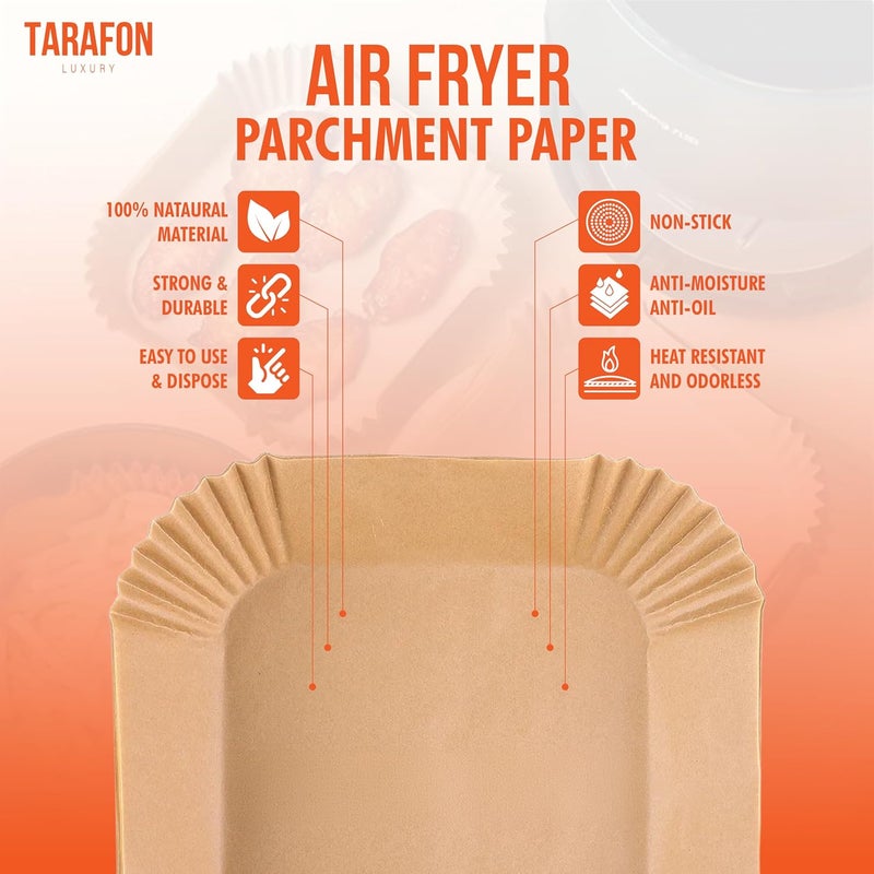TARAFON 100PCS Air Fryer Disposable Paper Liners, 6.3 Inch Non-Stick Liners, Oil-Proof & Water-Proof Baking Liners for Air Fryer, Roasting, Microwave, and Oven Use - Image 3