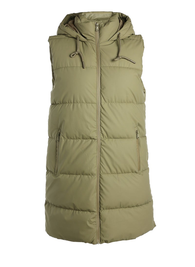 London Rag Hooded Sleeveless Vest Jumper in Soft Olive  - Image 4