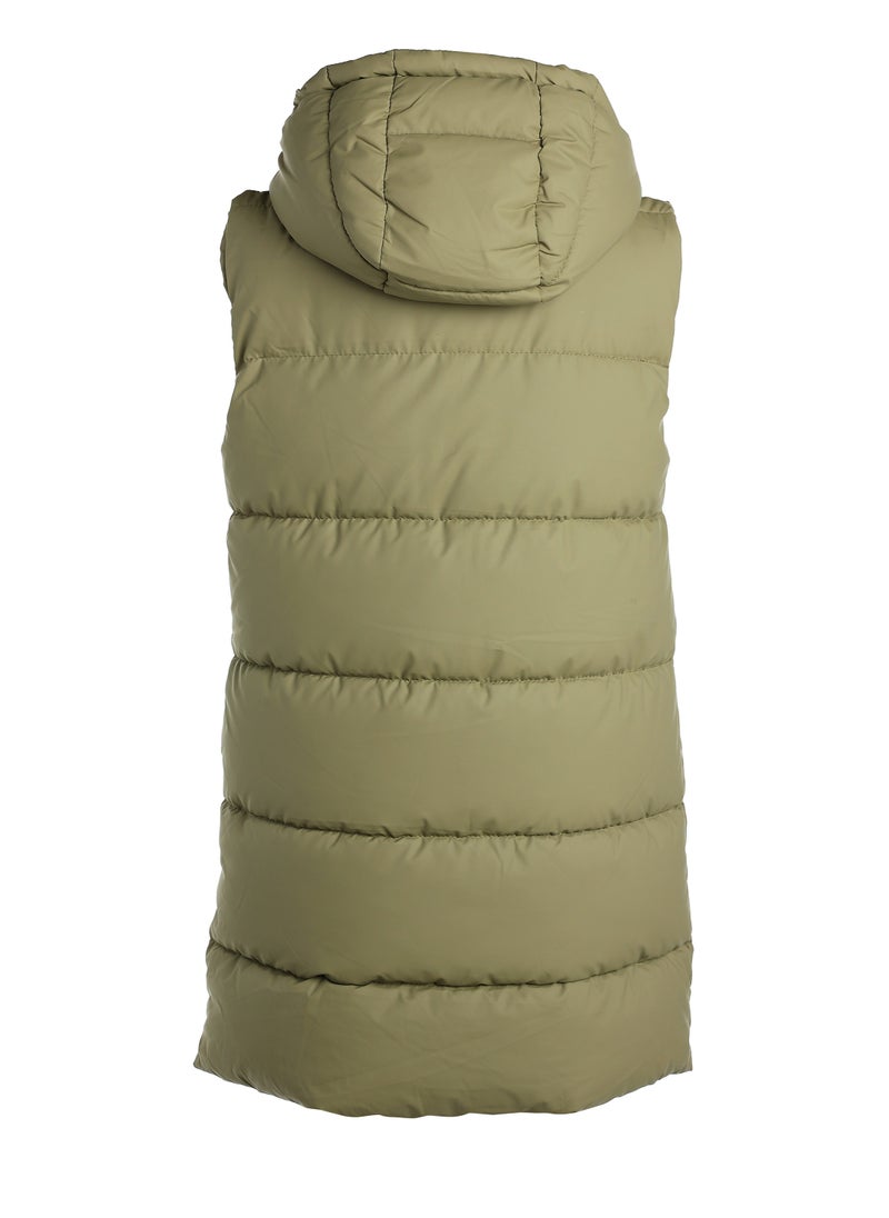 London Rag Hooded Sleeveless Vest Jumper in Soft Olive  - Image 5