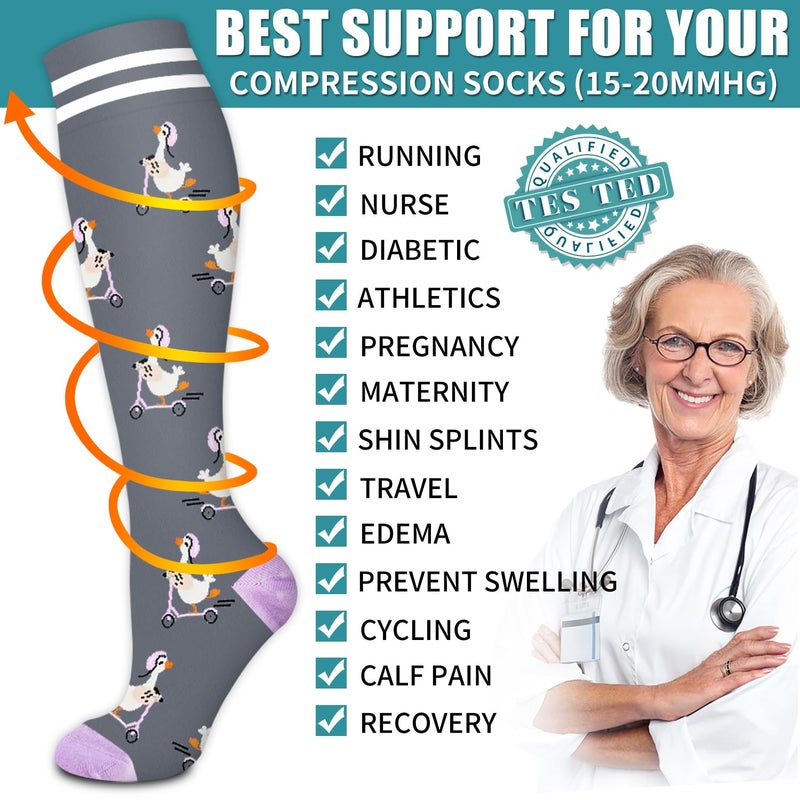 Laite Hebe Compression Socks for Women & Men Circulation(6 pairs)-Graduated Supports Socks for Running, Athletic Sports - Image 5