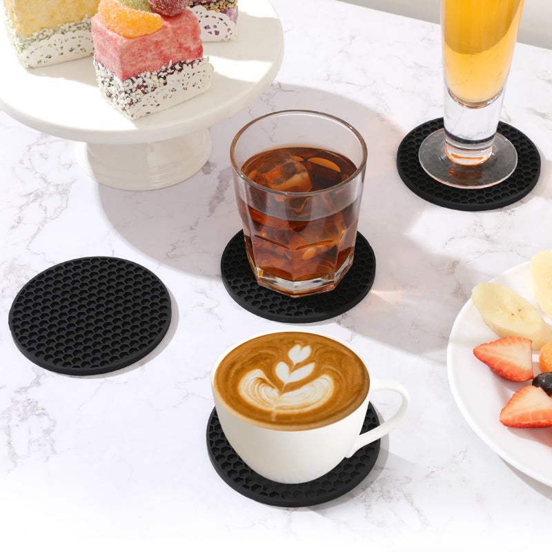 TWTLi Silicone Coasters Set of 12 with Holder Coasters for Drinks Beer Coffee Coasters Suitable for Kinds Cups Hot or Cold Anti-SLI Non-Stick Anti-Overflow Tabletop Protection and Decor (12 Pcs  Black) - Image 3