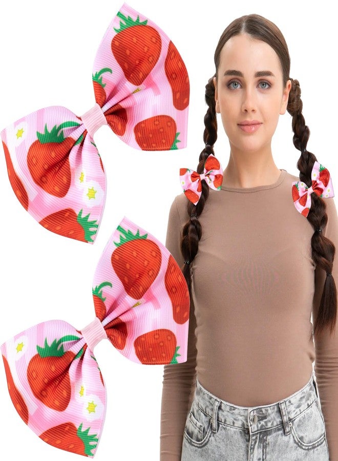 Lekgavd 2Pcs Strawberry Hair Bow Clips, Cute Red Pink Strawberry Snap Barrettes, Summer Hair Accessories for Women, Parties, Wedding - Image 1