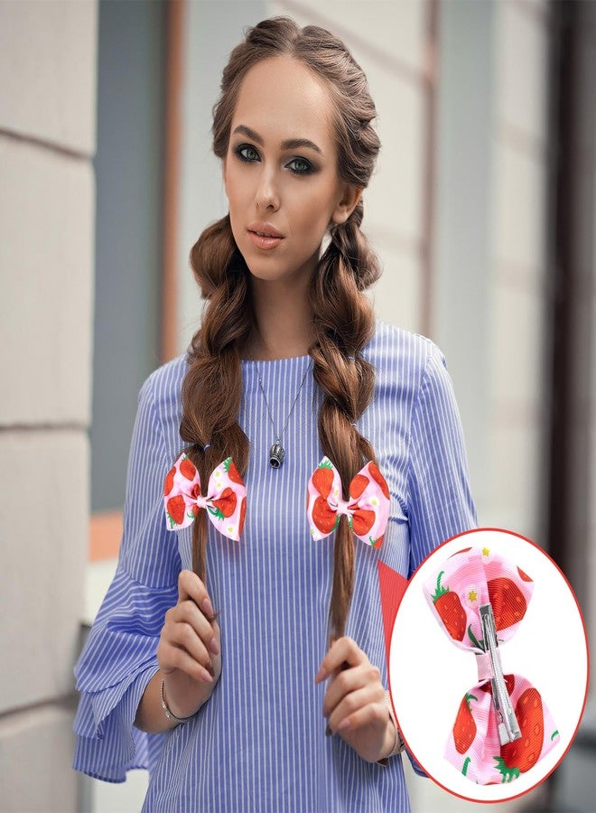 Lekgavd 2Pcs Strawberry Hair Bow Clips, Cute Red Pink Strawberry Snap Barrettes, Summer Hair Accessories for Women, Parties, Wedding - Image 5