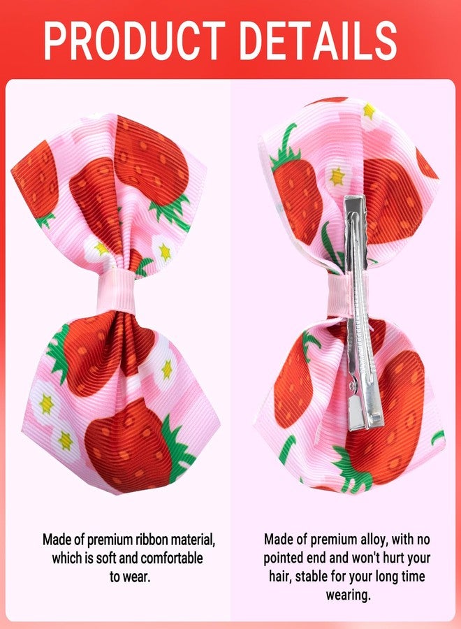 Lekgavd 2Pcs Strawberry Hair Bow Clips, Cute Red Pink Strawberry Snap Barrettes, Summer Hair Accessories for Women, Parties, Wedding - Image 3