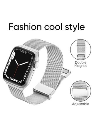 سوار معدني من الفولاذ المقاوم للصدأ بمشبك مغناطيسي مع سلسلة ساعات Apple SE/7/6/5/4/3/2/1 متوافق مع أحزمة ساعة أبل 42 ملم 44 ملم 45 ملم 49 ملم فضي - pzsku/ZDC4E3A89F3EAF2F349EDZ/45/_/1693242447/7f188417-329e-48ec-9979-d5de9166a8e7