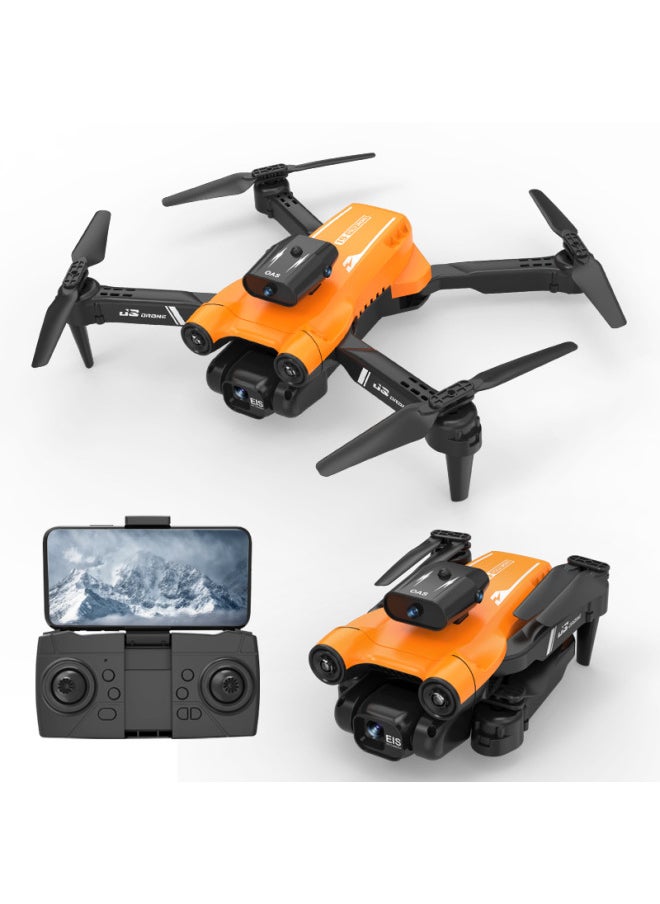 null - JS17 Color Light Obstacle Avoidance UAV HD Aerial Photography Folding Remote Control Aircraft Four-axis Aircraft-Color:S17-orange-[electric Tone] HD Dual Camera + Five-side Obstacle Avoidance + Intelligent High-altitude Aerial Photography-Specifications:Electric Version - Image 1