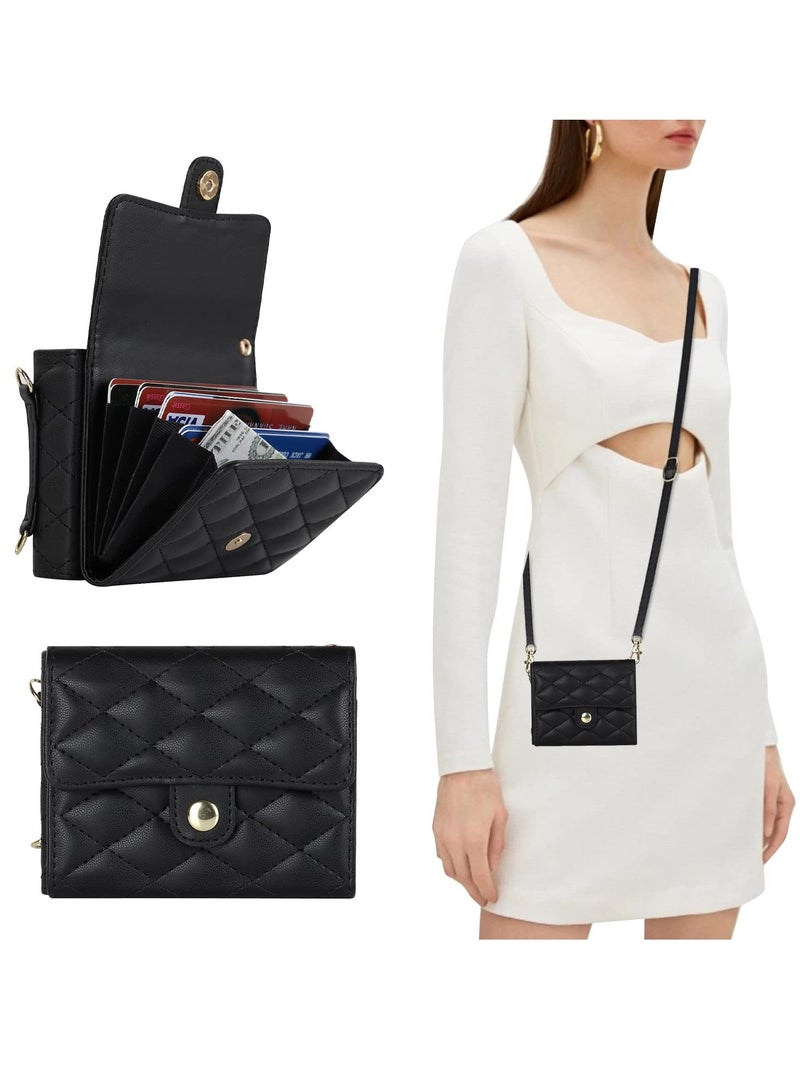 SYOSI Wallet Case for Galaxy Z Flip 5 with Card Holder Crossbody Wallet Leather Handbag RFID Blocking Detachable Lanyard Magnetic Flip Case Compatible with Samsung Galaxy Z Flip 5 5G Black - Image 1