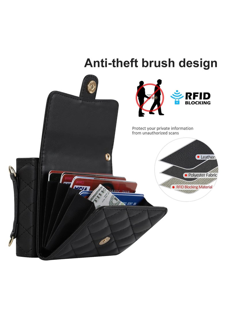 SYOSI Wallet Case for Galaxy Z Flip 5 with Card Holder Crossbody Wallet Leather Handbag RFID Blocking Detachable Lanyard Magnetic Flip Case Compatible with Samsung Galaxy Z Flip 5 5G Black - Image 4