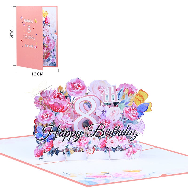 Creative Ins Flower Three-Dimensional Birthday Greeting Card Laser Hollow Writing Gift Small Fresh Handmade Blessing Special Paper - Image 1