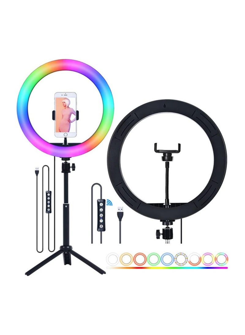 Mistaha RGB LED Selfie Round Light with Phone Clip – USB Ring Light for Photography, Video, and Makeup - Image 1