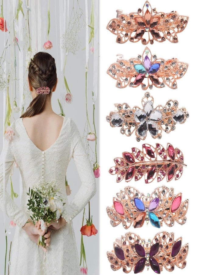 FZBNSRKO Elegant Hair Clips,4 Pcs Rhinestones Metal Hair Barrettes,Spring Hair Barrettes,Sparkly Metal Hair Clip Ponytail Holder Hair Accessories for Women Girl(Random 4 styles) - Image 3