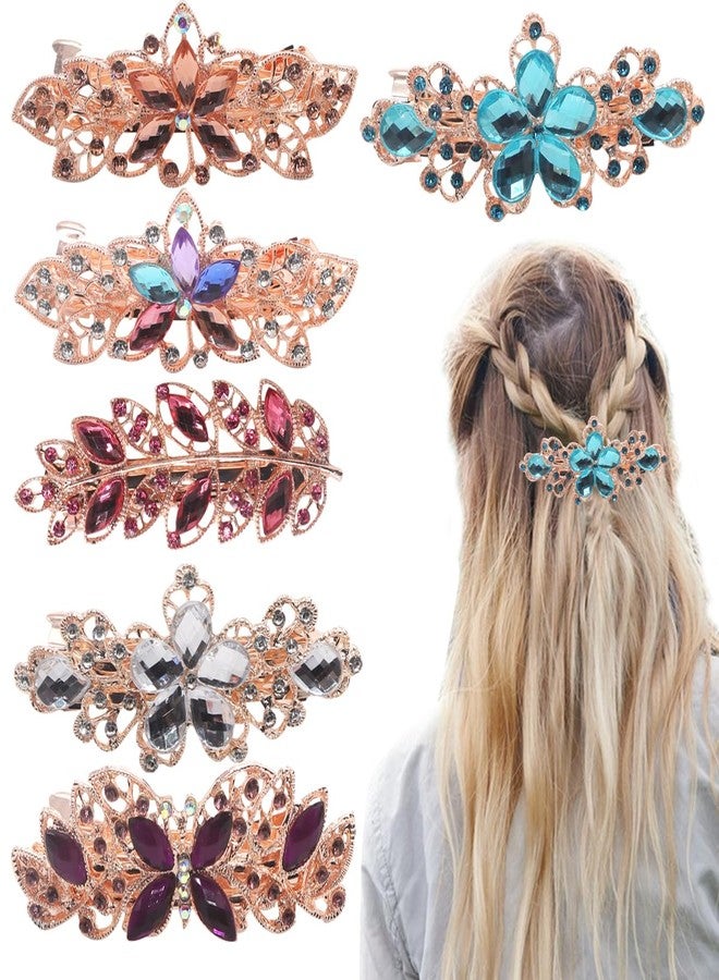 FZBNSRKO Elegant Hair Clips,4 Pcs Rhinestones Metal Hair Barrettes,Spring Hair Barrettes,Sparkly Metal Hair Clip Ponytail Holder Hair Accessories for Women Girl(Random 4 styles) - Image 5