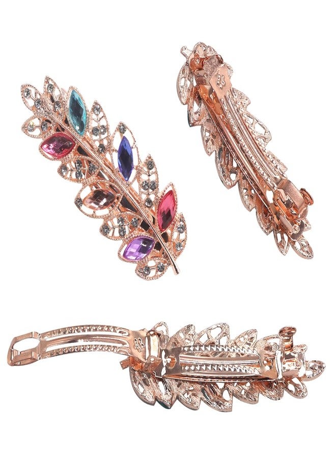 FZBNSRKO Elegant Hair Clips,4 Pcs Rhinestones Metal Hair Barrettes,Spring Hair Barrettes,Sparkly Metal Hair Clip Ponytail Holder Hair Accessories for Women Girl(Random 4 styles) - Image 4