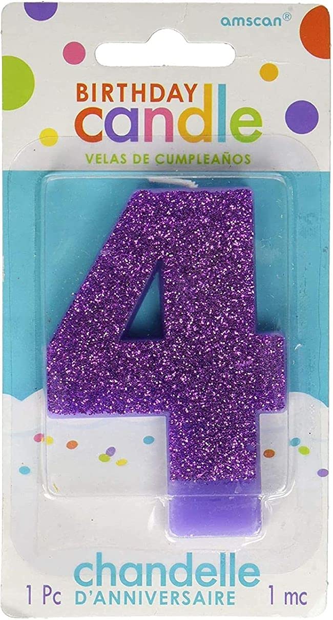 Amscan 4 Glitter Birthday Candle Purple Party Supply