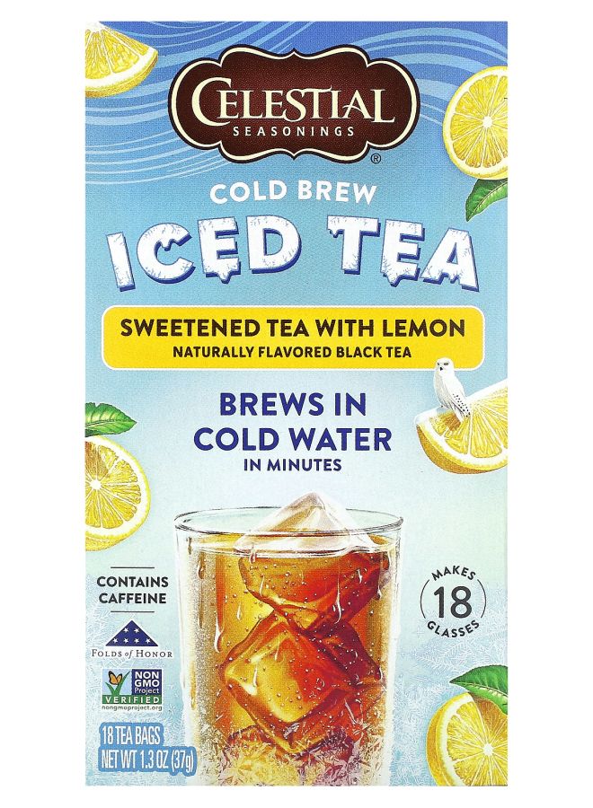 CELESTIAL SEASONINGS شاي مثلج بارد محلى بالليمون 18 كيس شاي 1.3 أونصة (37 جرام)