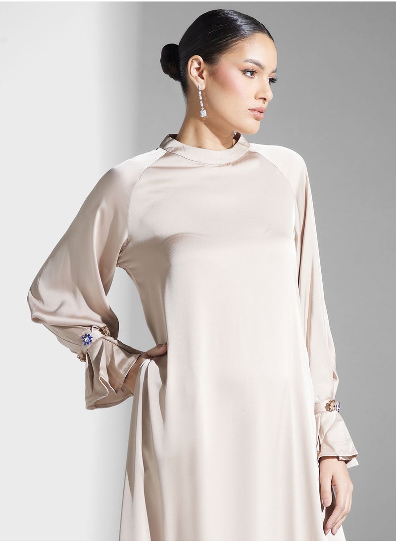 Khizana Puff Sleeve Satin Dress  - Image 3