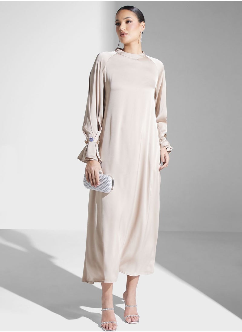 Khizana Puff Sleeve Satin Dress  - Image 1