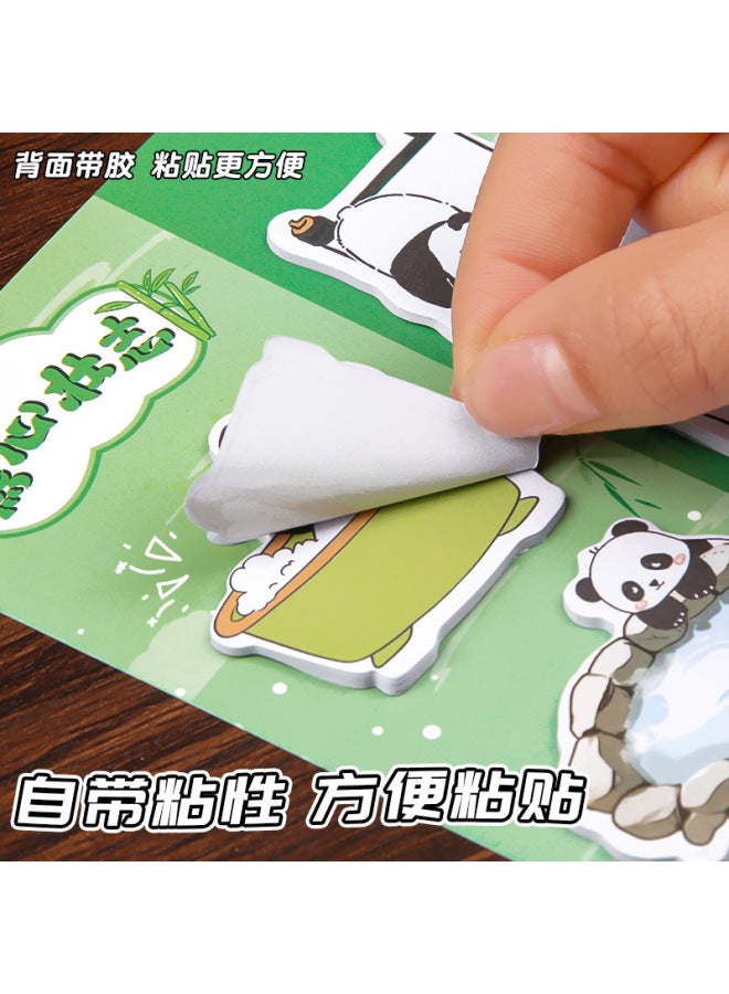 HELPS Cartoon Cute Panda Combination Post-it Notes For Students With High Color Value Tearable Notes Alien Message Notes N Stickers - Image 2