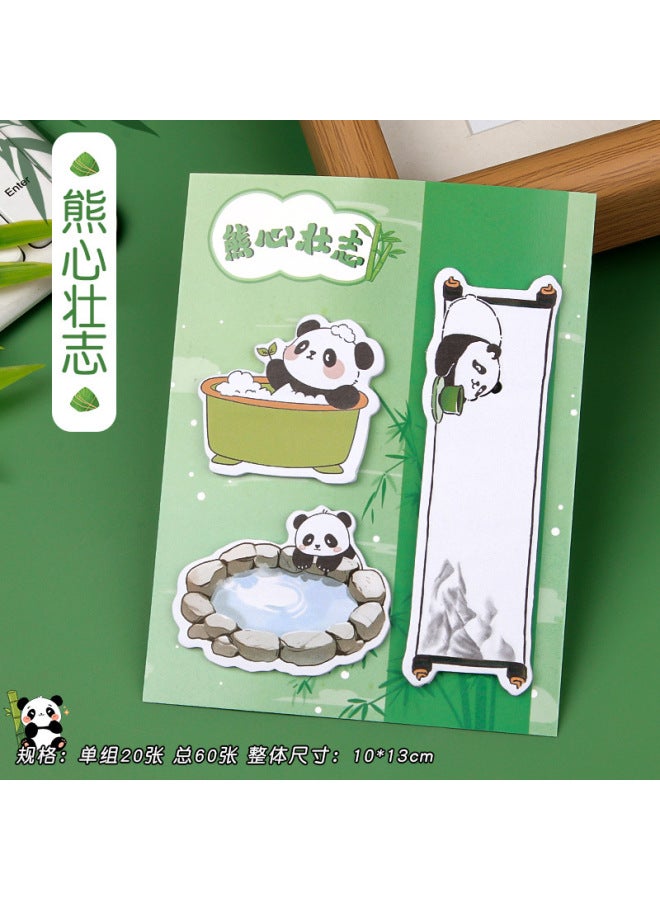 HELPS Cartoon Cute Panda Combination Post-it Notes For Students With High Color Value Tearable Notes Alien Message Notes N Stickers - Image 1