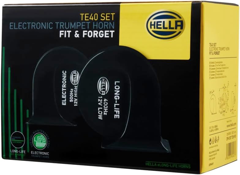 Hella TRUMPET HORN KIT BOX BLACK 12V LONG LIFE TE40 007728981 Light & sturdy - Image 4