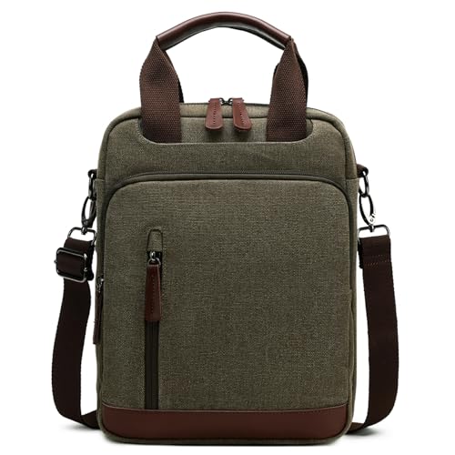 mygreen Mens Bag Canvas Shoulder Bag Small Messenger Crossbody Bag Work Bag Vintage Multi-function Army Green - Image 1